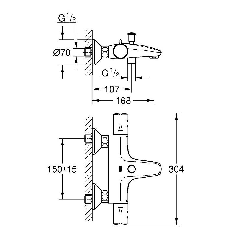 Смеситель для ванны Grohe Grohtherm 800 34567000 с термостатом Хром