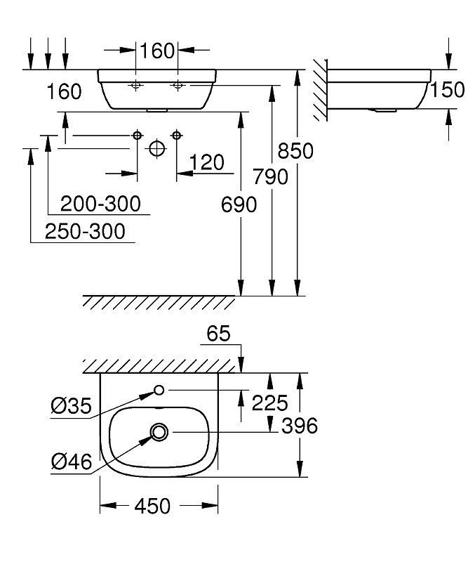Раковина Grohe Euro Ceramic 45 39324000 Белая