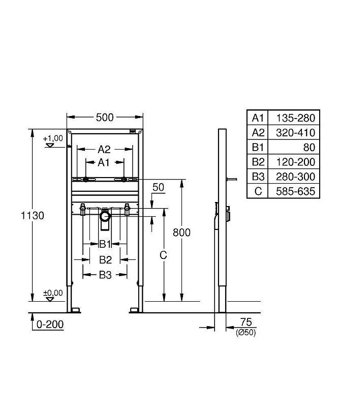 Инсталляция Grohe Rapid SL 38554001 для раковины