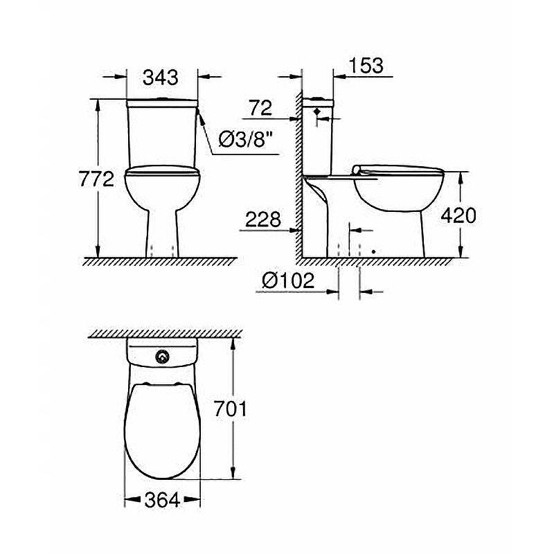 Унитаз-компакт Grohe Bau Ceramic 39346000 с бачком и сиденьем Микролифт