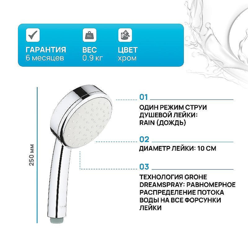 Ручной душ Grohe Tempesta Cosmopolitan 100 26082002 Хром