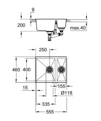 Кухонная мойка Grohe K500 56 31648AP0 Черный гранит