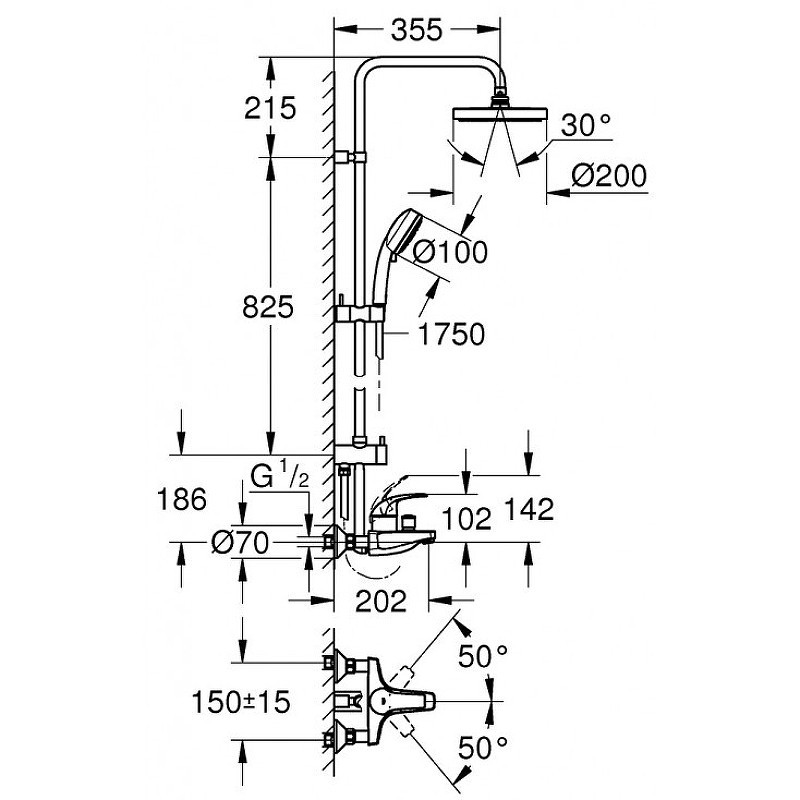 Душевая система Grohe Tempesta Cosmopolitan 26305001