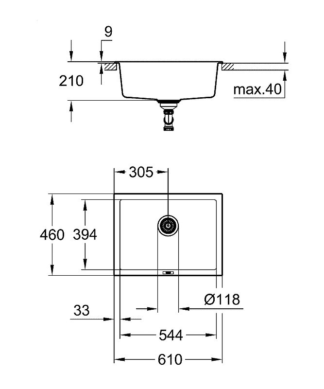 Кухонная мойка Grohe K700 61 31655AP0 Черный гранит