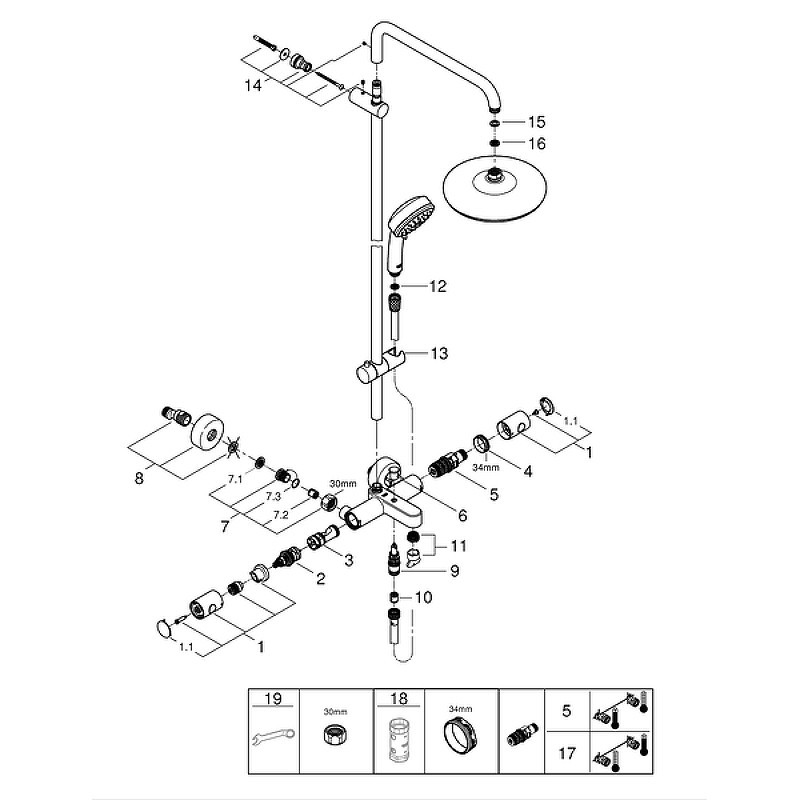 Душевая система Grohe Tempesta Cosmopolitan System 26223001 с термостатом
