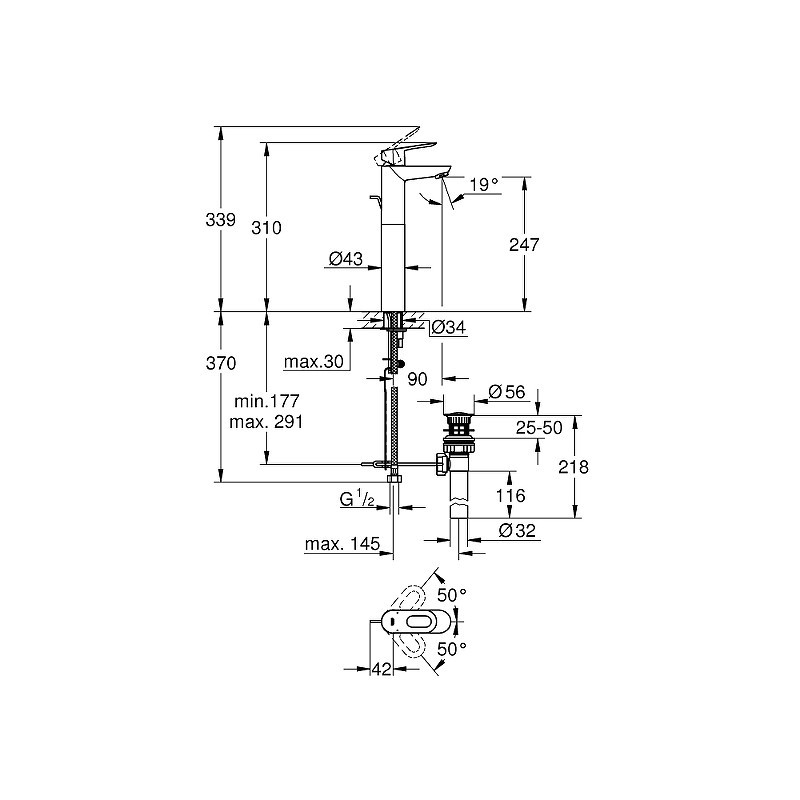 Смеситель для раковины Grohe BauLoop 32856000 Хром