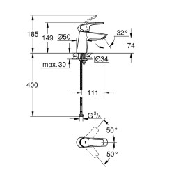 Смеситель для раковины Grohe Eurosmart 23967003 Хром