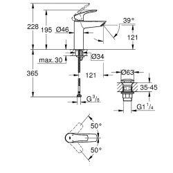 Смеситель для раковины Grohe Eurosmart 23923003 Хром