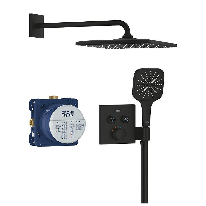 Душевая система Grohe Grohtherm 34865KF0 с термостатом цвет Черный матовый
