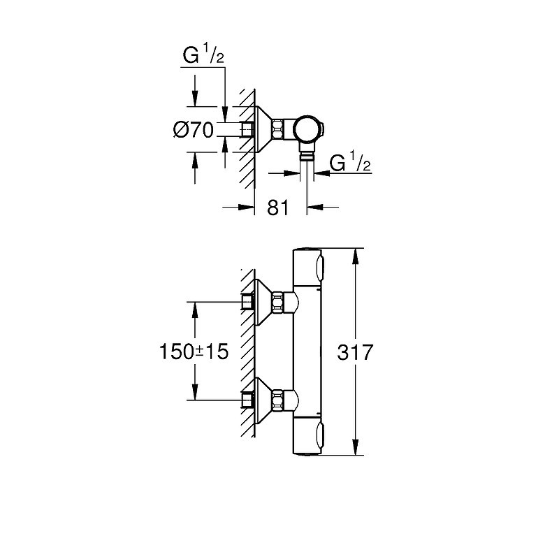 Смеситель для душа Grohe Grohtherm 500 34793000 с термостатом Хром
