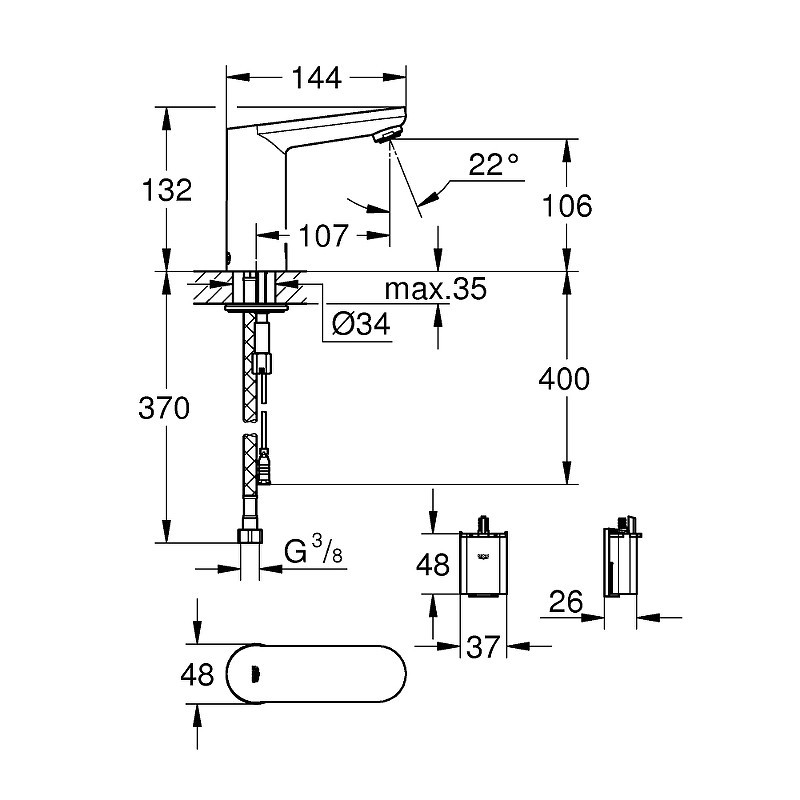 Смеситель для раковины Grohe Euroeco Cosmopolitan E 36330001 Хром