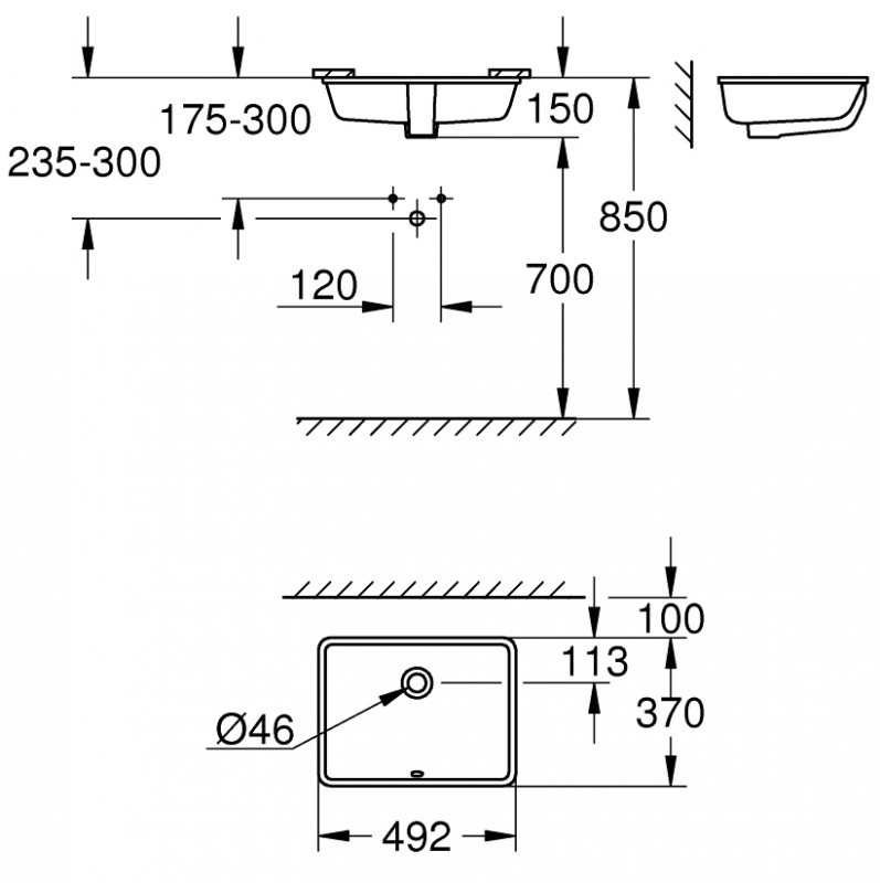 Раковина Grohe Cube Ceramic 50 3948000H Альпин-белая
