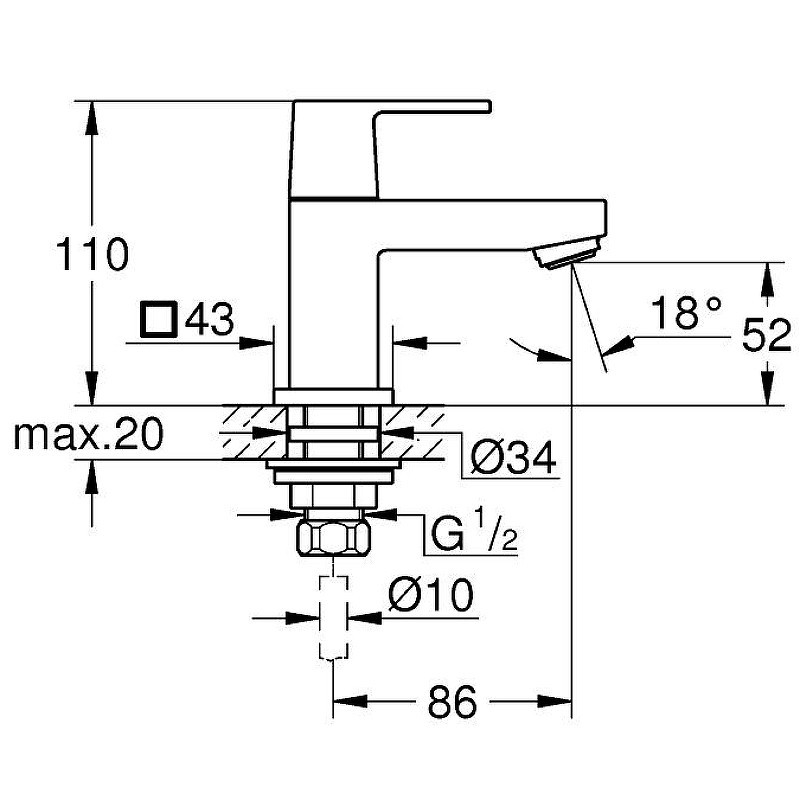 Кран для холодной воды Grohe Eurocube 23137000