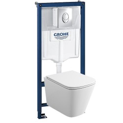 Комплект унитаза с инсталляцией Grohe Rapid SL 39195001 цвет Белый с сиденьем Микролифт и клавишей смыва цвет Хром
