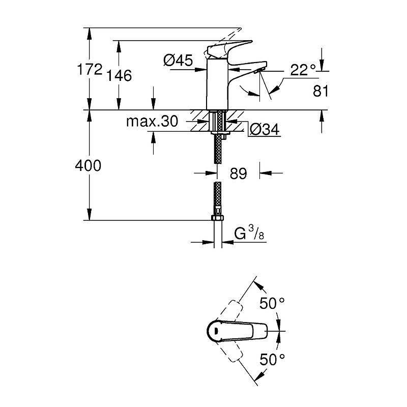 Смеситель для раковины Grohe Bauflow 23752000 Хром
