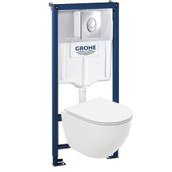 Комплект унитаза с инсталляцией Grohe Rapid SL 39188001 цвет Белый с сиденьем Микролифт и клавишей смыва цвет Хром