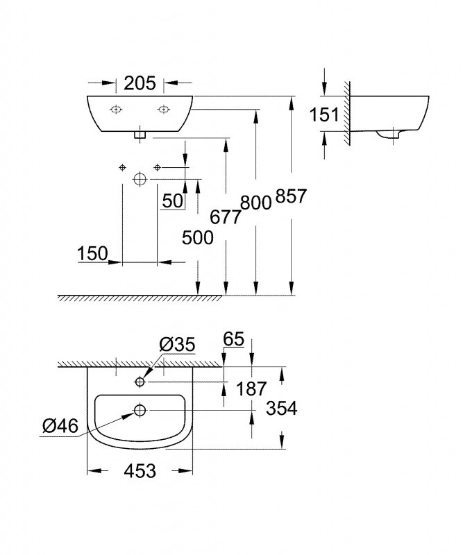 Раковина Grohe Bau Ceramic 45 39424000 Белая