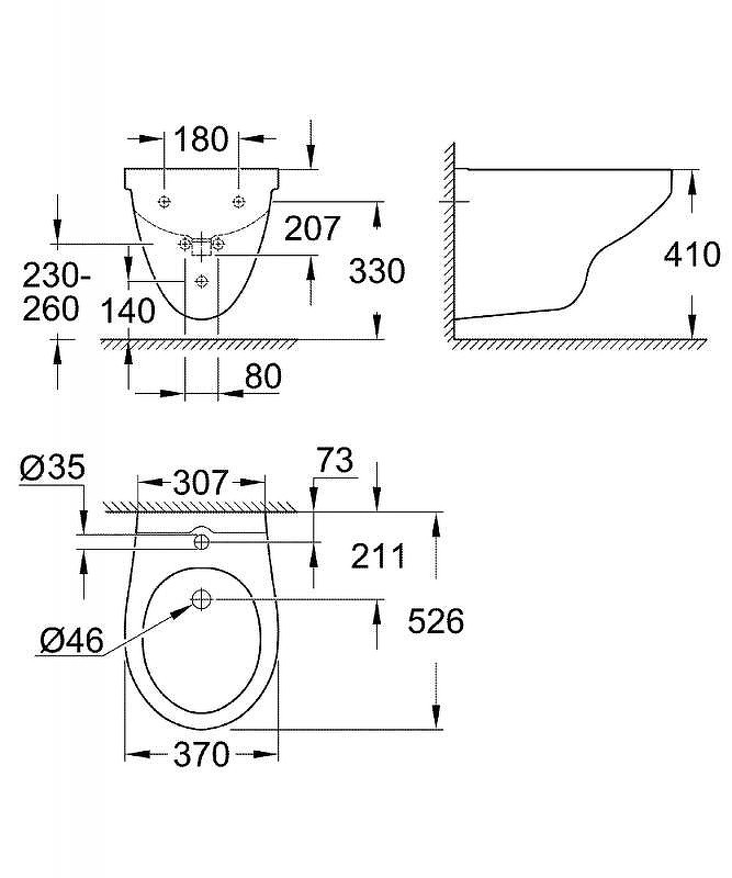 Биде Grohe Bau Ceramic 39433000 подвесное Альпин-белое