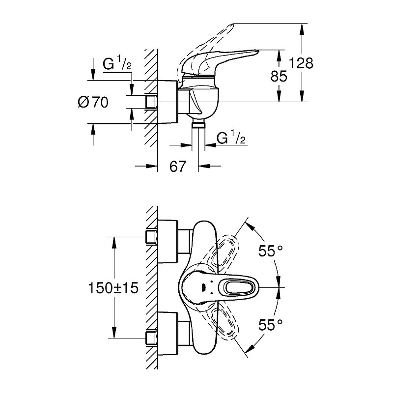 Смеситель для душа Grohe Eurostyle 33590003 Хром