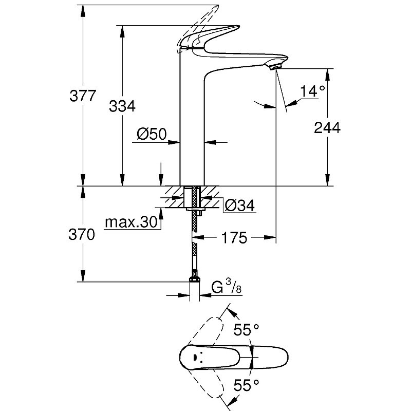Смеситель для раковины Grohe Eurostyle 23719003 Хром