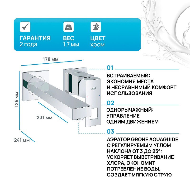 Смеситель для раковины Grohe Eurocube 23447000 Хром