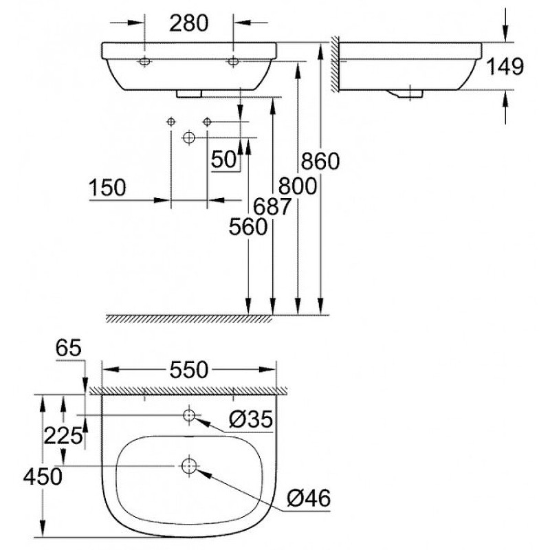 Раковина Grohe Euro Ceramic 55 39336000 Альпин-белый