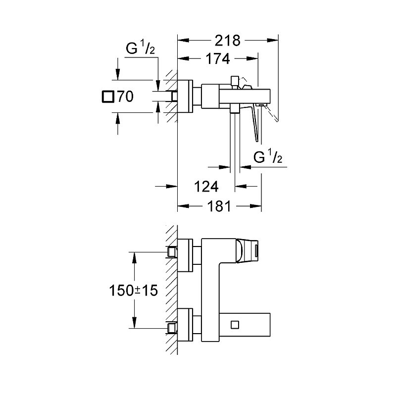 Смеситель для ванны Grohe Eurocube 23140000 Хром