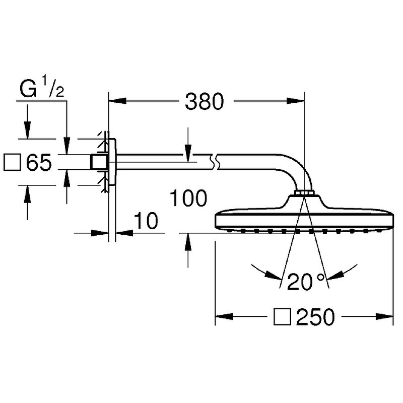 Верхний душ Grohe Tempesta 250 Cube 26687000 Хром