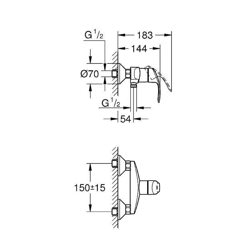 Смеситель для душа Grohe Eurosmart 33555002 Хром