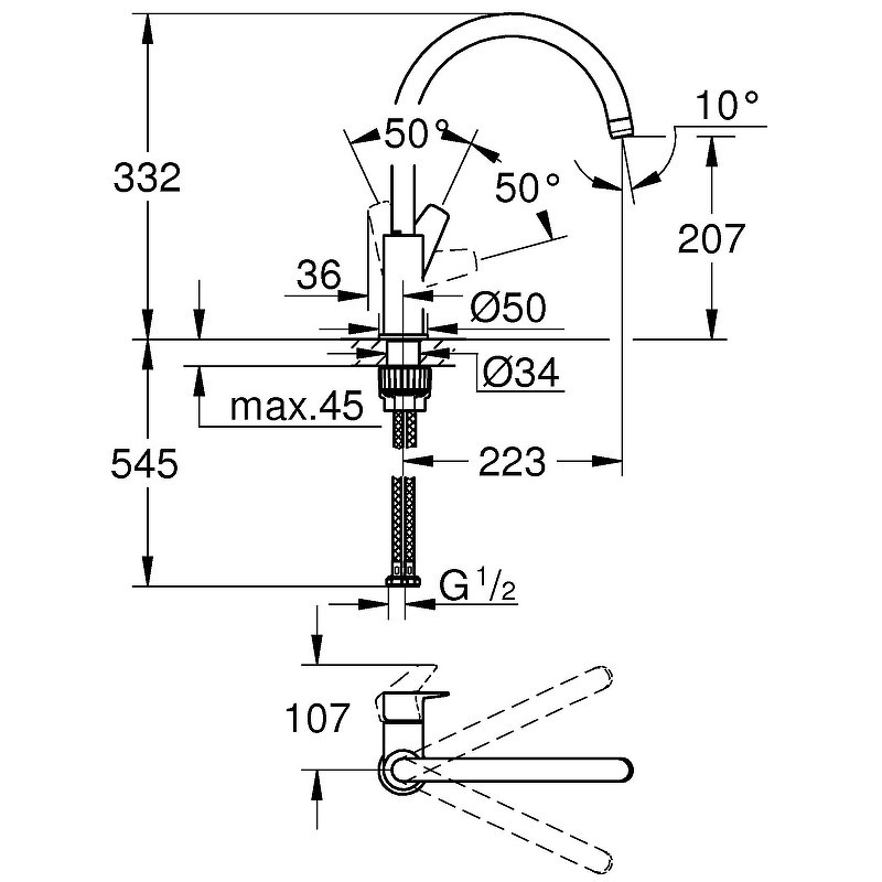 Смеситель для кухни Grohe BauEdge 31233001