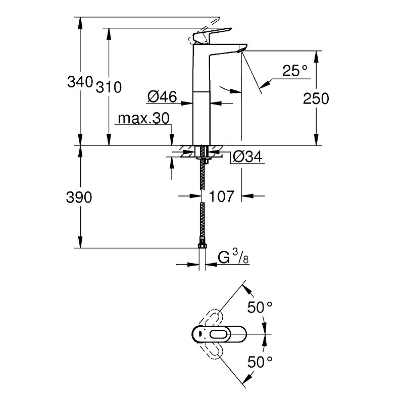Смеситель для раковины Grohe BauLoop 23764000