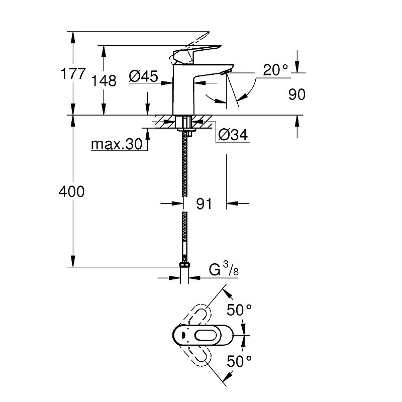 Смеситель для раковины Grohe BauLoop 23337000 Хром