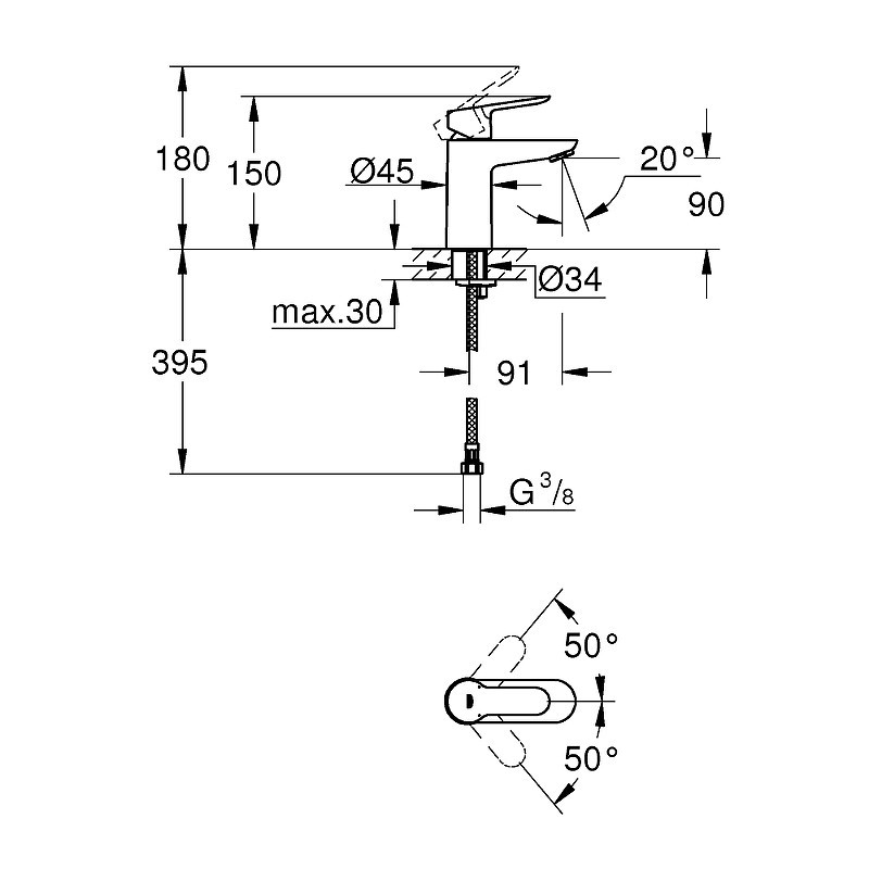 Смеситель для раковины Grohe BauEdge 23330000