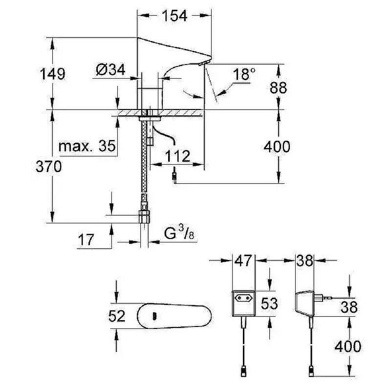 Кран для холодной воды Grohe Europlus E 36016000 Хром