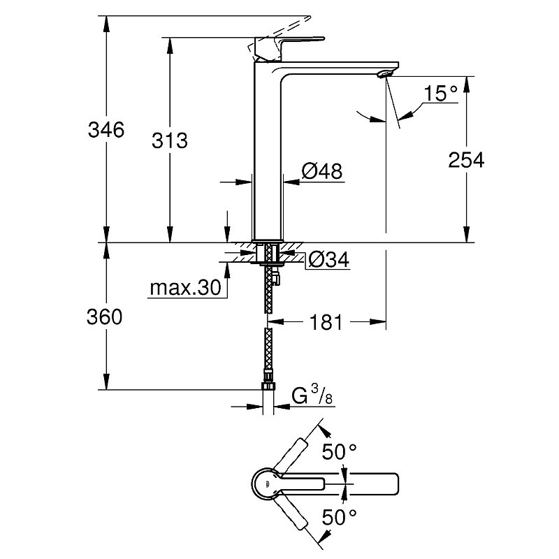 Смеситель для раковины Grohe Lineare 23405001 Хром