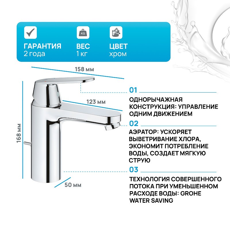 Смеситель для раковины Grohe Eurosmart Cosmopolitan 23325000 Хром