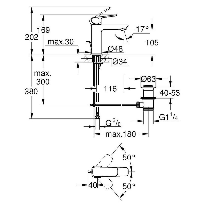 Смеситель для раковины Grohe Cubeo 1017490000 цвет Хром
