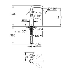 Смеситель для раковины Grohe Essence+ 23541001 Хром