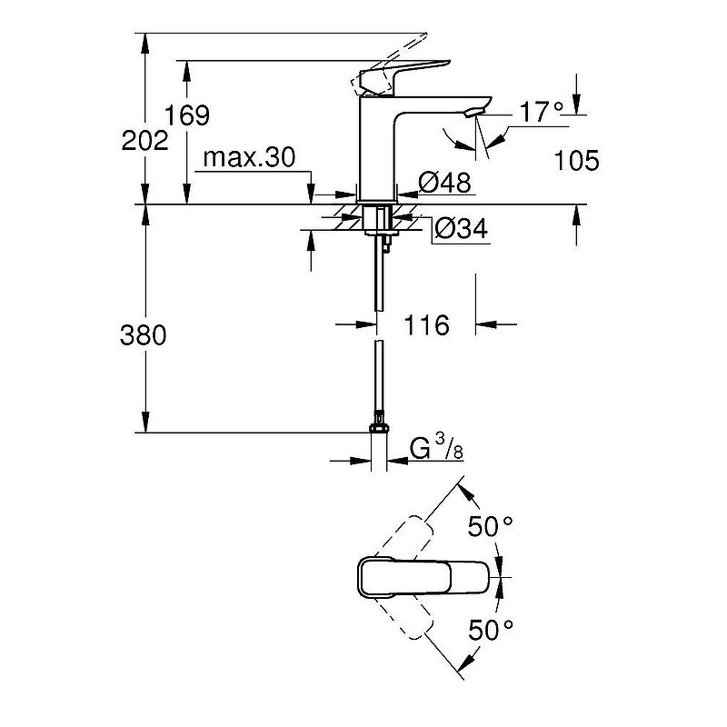 Смеситель для раковины Grohe Cubeo 1017550000 цвет Хром