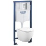 Комплект унитаза с инсталляцией Grohe Rapid SL 39181001 цвет Белый с сиденьем Микролифт и клавишей смыва цвет Хром