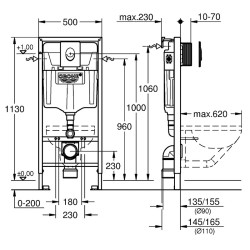 Комплект унитаза с инсталляцией Grohe Rapid SL 39181001 цвет Белый с сиденьем Микролифт и клавишей смыва цвет Хром