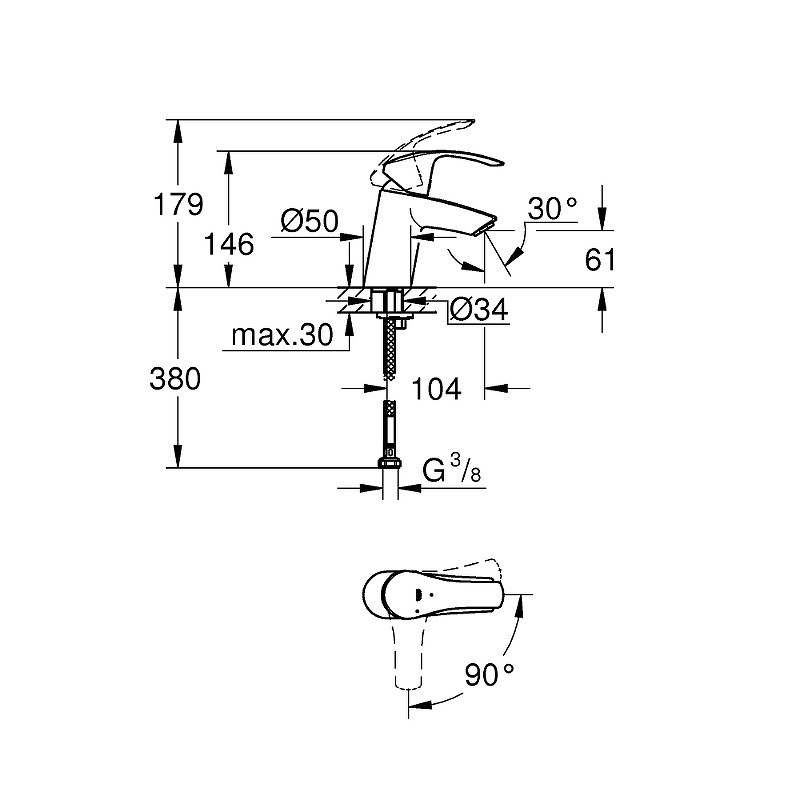 Смеситель для раковины Grohe Eurosmart 32154002