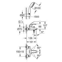 Смеситель для ванны Grohe Eurosmart 3330220A