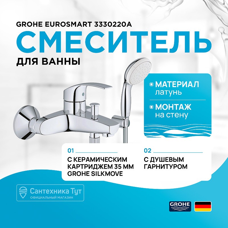 Смеситель для ванны Grohe Eurosmart 3330220A