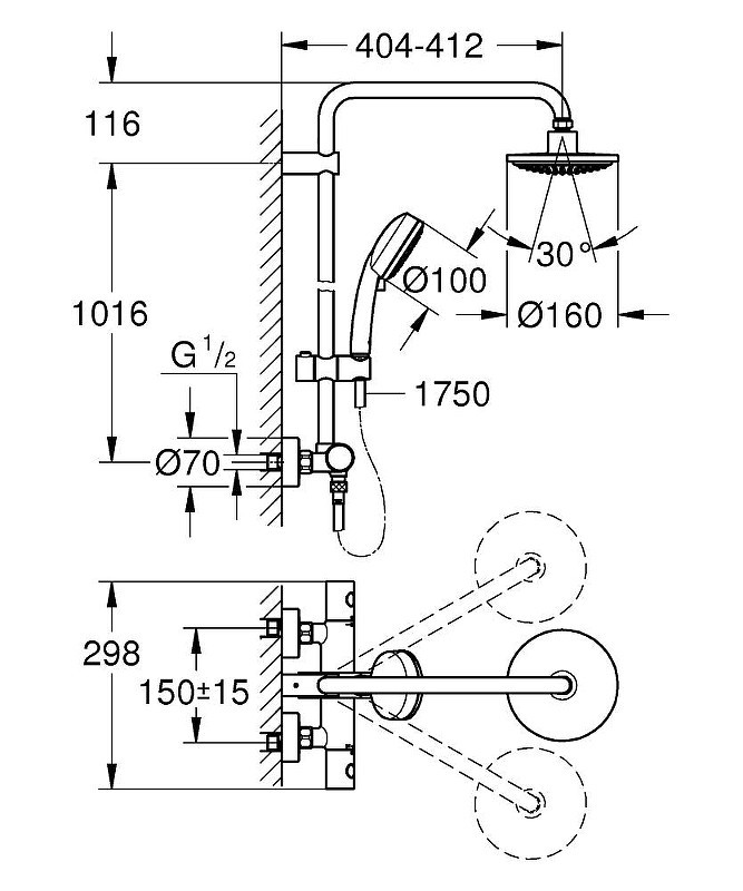 Душевая система Grohe Tempesta Cosmopolitan 160 27922000 Хром