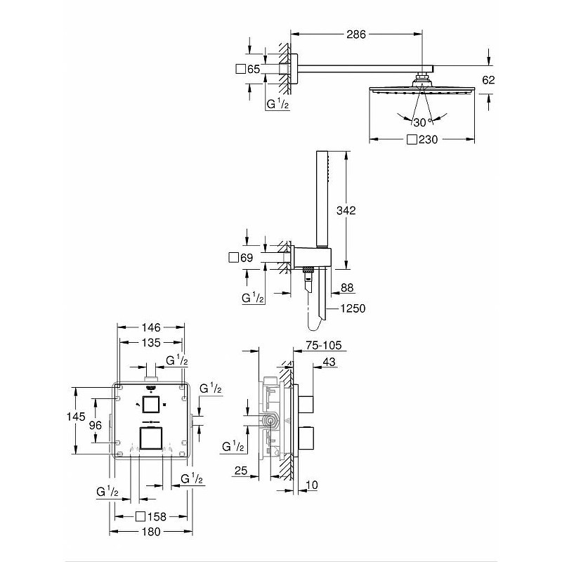 Душевая система Grohe Grohtherm Cube 34741000 с термостатом