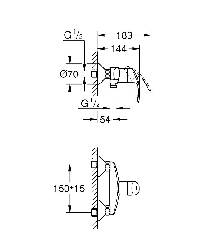 Душевая система Grohe Eurosmart New 124410 Хром