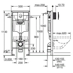 Комплект унитаза с инсталляцией Grohe Rapid SL 39184001 цвет Белый с сиденьем Микролифт и клавишей смыва цвет Хром