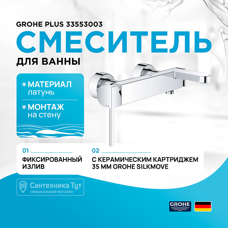 Смеситель для ванны Grohe Plus 33553003