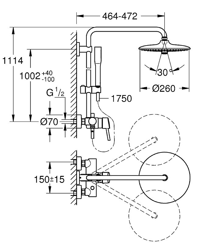 Душевая система Grohe Euphoria System 260 23061003